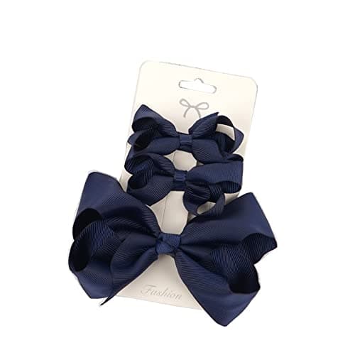 Spenlly 3pcs Baby Glitter Bows Hair Clips Little Girls Toddler Infants Alligator Clip Hair Accessories (Navy Blue)
