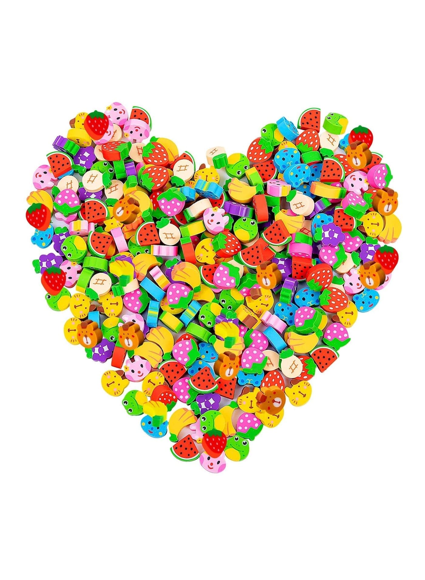 3D Small Erasers for Kids Safe Non Toxic Novelty Various Fruit Animal Shapes Mini Classroon Rewards Party Favors Random 60 Blocks