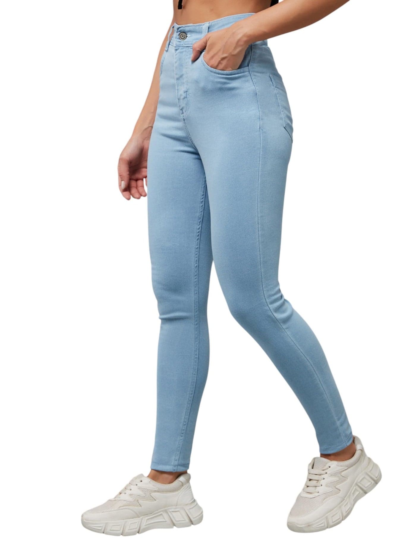 Miss Chase Women's Light Blue Skinny High Rise Distressed Regular Length Ice Wash Denim Jeans (MCAW18DEN02-76-158-30, Light Blue, 30)