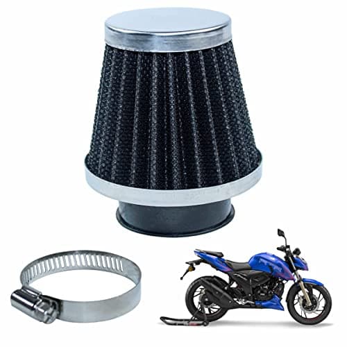 Asryd Motorcycle Air Filter Pods, Motorcycle Air Filter 42mm Round Tapered Clamp-on Pod Intake Filter Cleaner For TVS Apache 200 4v (Pack of 1)