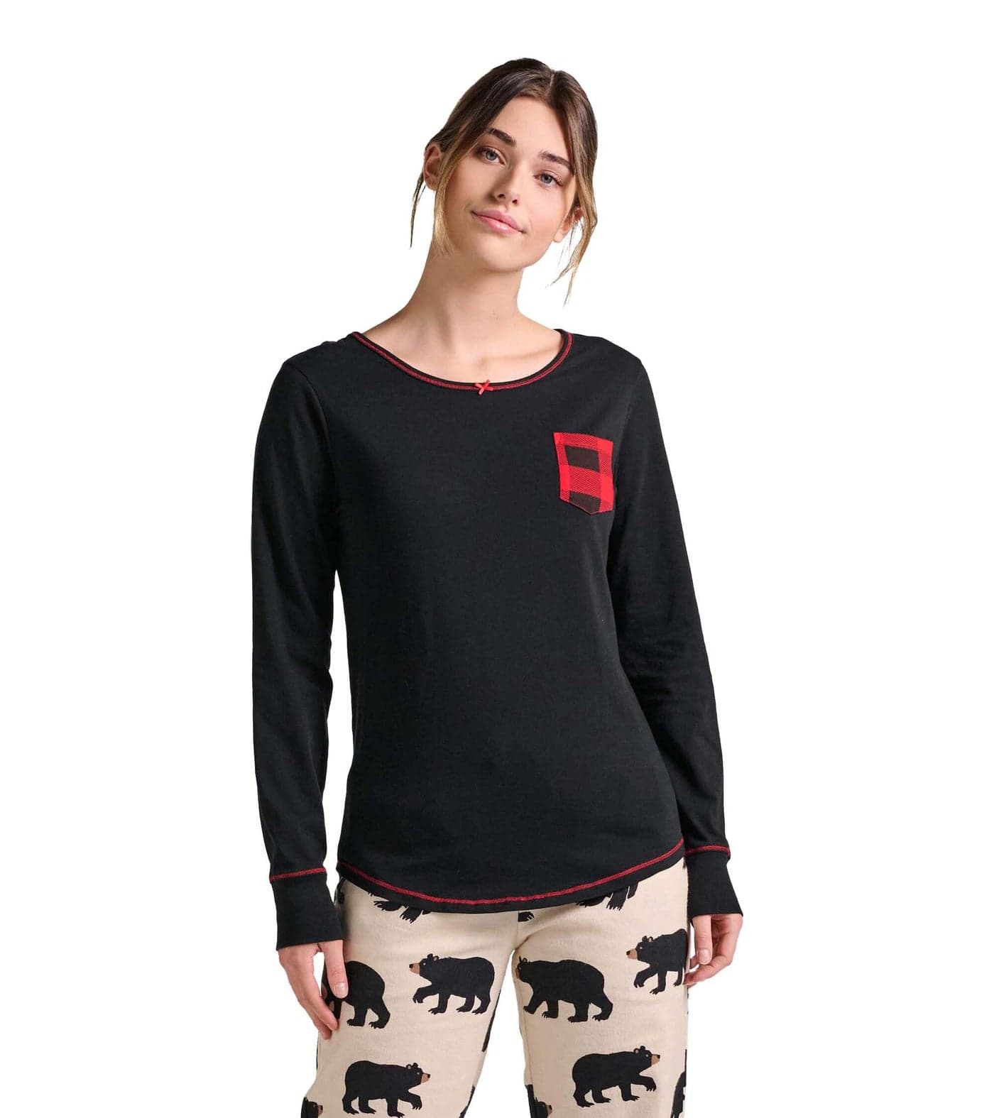 Little Blue House by Hatley Women's Sleepwear Long Sleeve Pajama Tops, Buffalo Plaid, Small