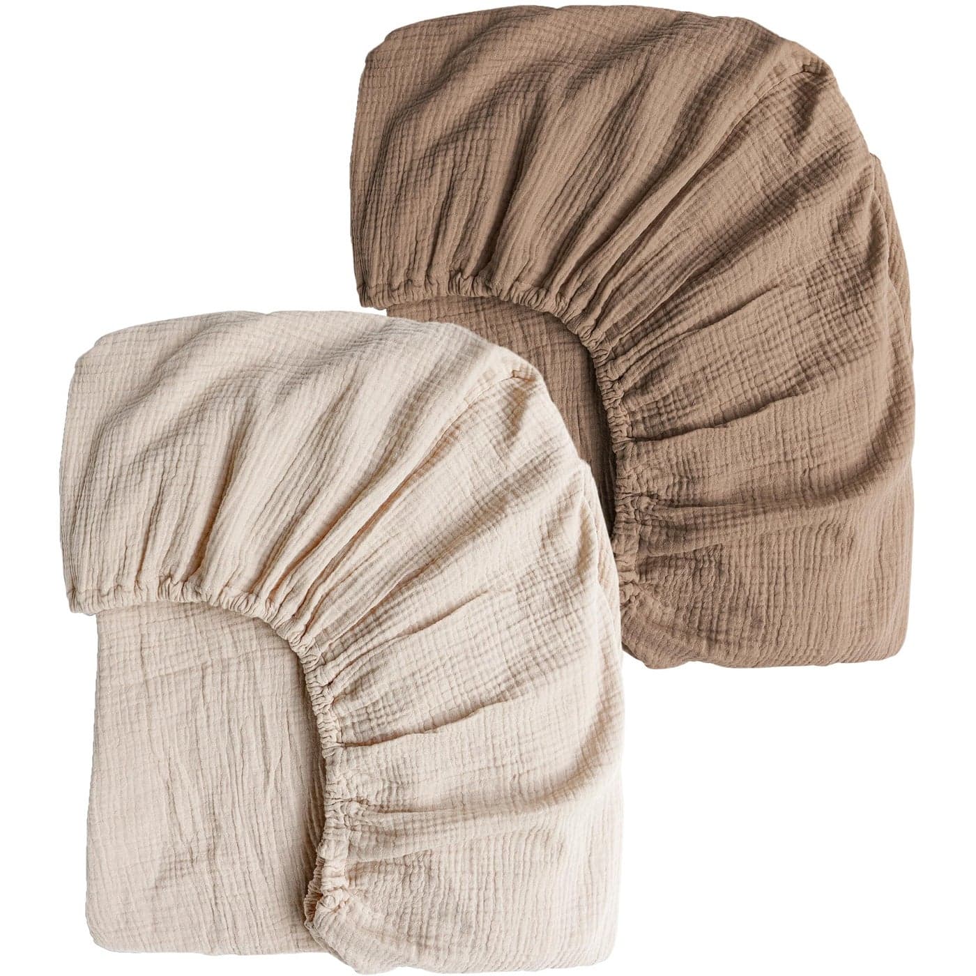 Konssy Muslin Crib Sheets for Girl Boy 2 PCS Soft and Breathable Cotton Baby Sheets for Standard Crib Mattress 52x 28 Brown Cream