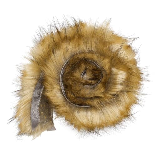 BENECREAT Dark Goldenrod Faux Fur Ribbon 392inch Craft Faux Fur Fabric Pre Cut Rolls Shaggy Furry Ribbon Roll for Pillowcase Carpet Clothing and DIY Handicrafts