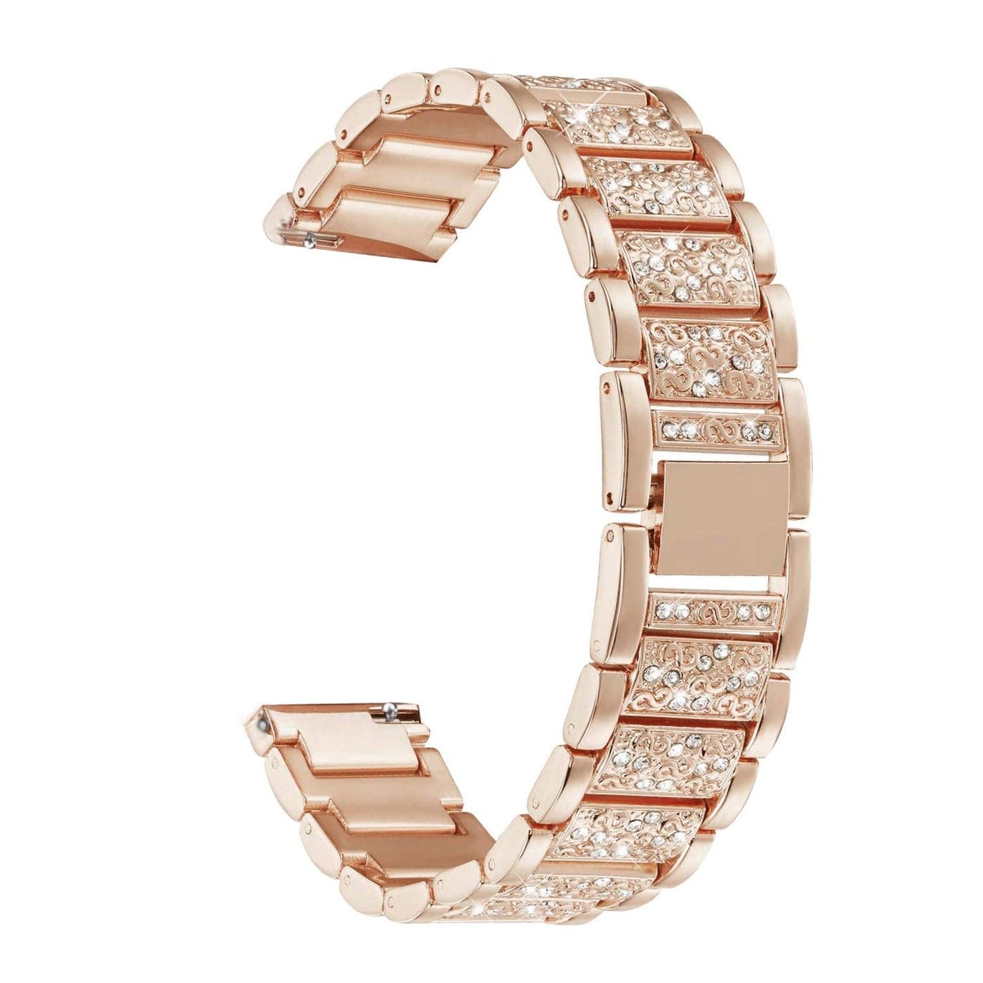 Abanen Watch Band for Fossil Women's Gen 5E 42mm / Women's Gen 6, 18mm Lightweight Alloy Metal Bling Crystal Quick Release Wristband Strap for Fossil Q Venture Gen 4/3,Women's Sport (Rose Gold)