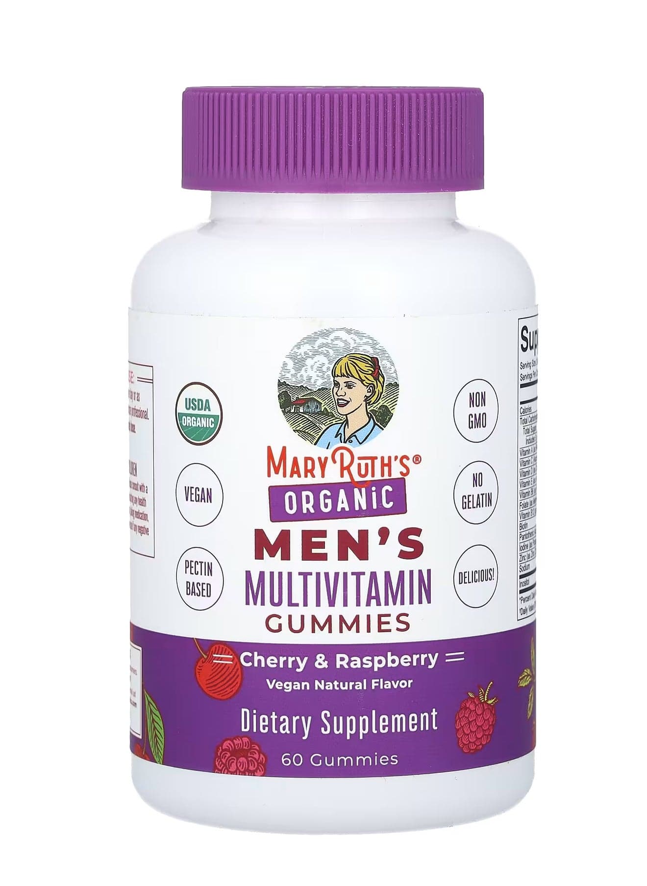 Organic Men's Multivitamin Gummies, Cherry & Raspberry, 60 Gummies