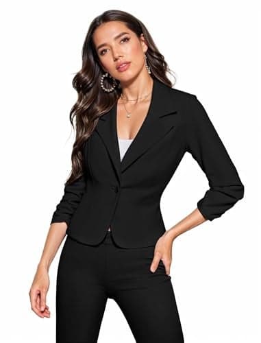 Hybrid & Company Women's Lightweight Casual Work Office Stretch Ponte Cardigan Blazer Jacket JK1131 Black Small