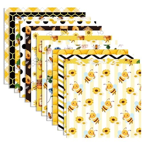 24 Sheets Honey Bee Pattern Paper 118 x 118 Inch Bee Scrapbook Paper DoubleSided Yellow Black Floral Honeycomb Patterned Craft Papers for Card Making Photo Album 12 Designs