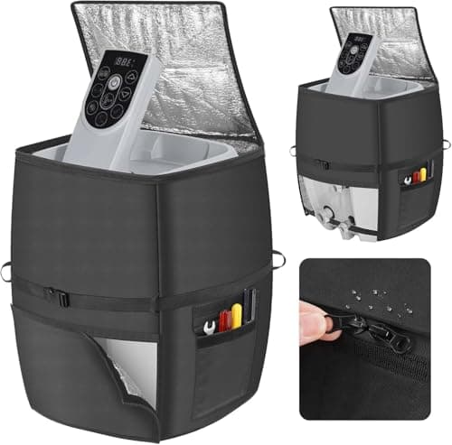 Hot Tub Spa Heater Pump Cover,18.9" D x 13" W x 18" H Waterproof 600D Oxford Fabric Aluminum Film Insulated Cover,Inflatable Hot Tub Spa Heater Pump,Easy Installation with Zipper,Black,Square