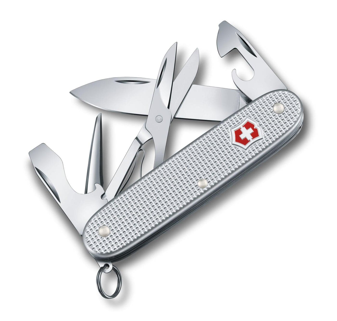 Victorinox Swiss Army Knife - Pioneer X - 9 Functions, Multi-utility Tool with a Pair of Scissors in Alox Scales- Grey, 93 mm (0823126)