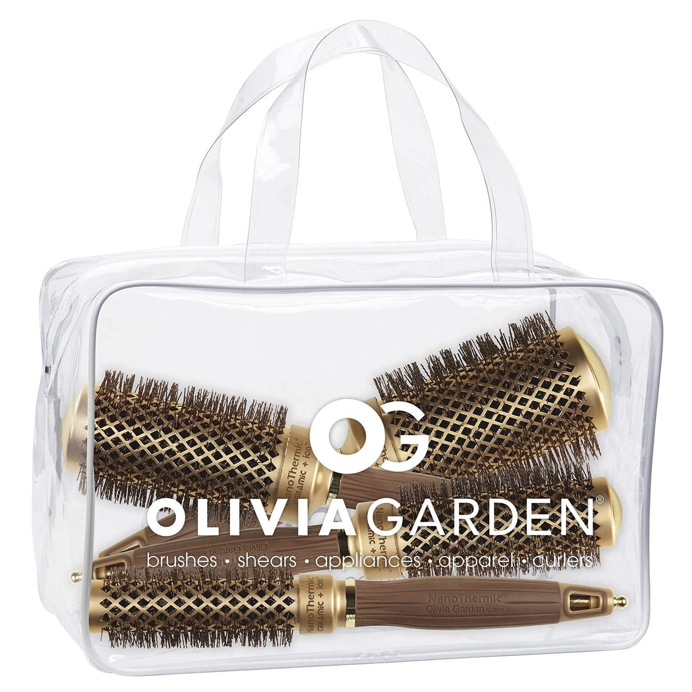 Olivia Garden NanoThermic Ceramic Ion Round Thermal Hair Brush Not Electrical Professional Blowout Brush for Normal to Thick Hair NT54 NT44 NT34 NT24