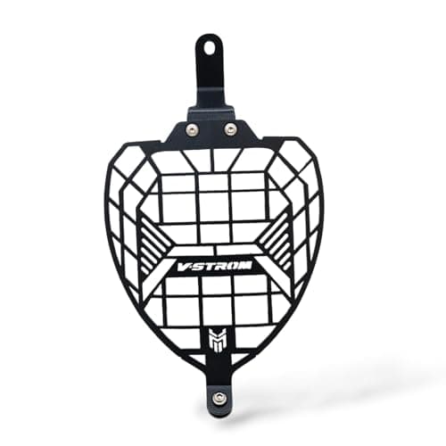 MILACHIN Vstrom SX 250 Headlight Guard Grill,Black Metal Jaali Protector Center Branded Geometric, Mesh Pattern Logo Design with Bolt-on Installation Suitable For Vstrom SX 250.