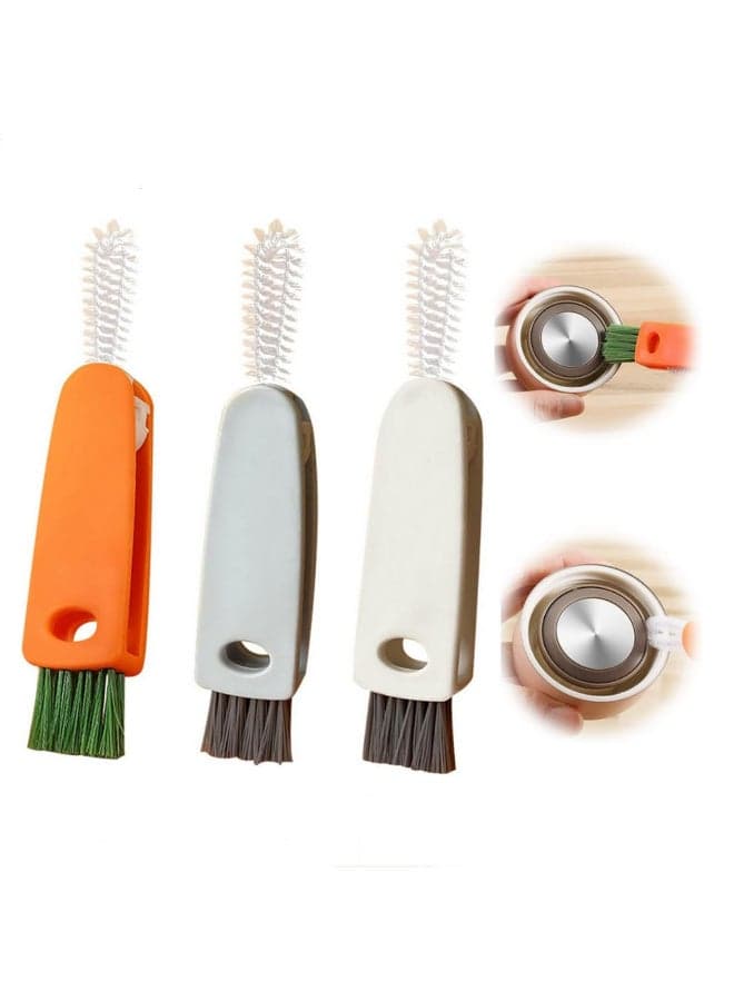 3pcs 3 in 1 Cleaning Brush Cup Lid Gap Detail Cleaner Tools Water Bottle Lid for Glasses Plates Pacifiers Sports Cups Washing Tool