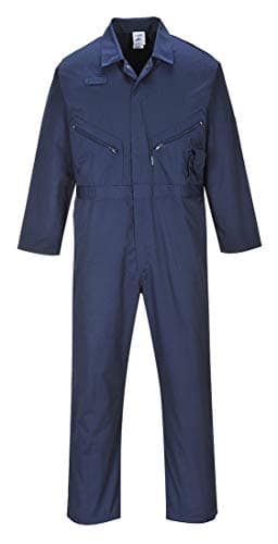 Portwest C813 Men's Work Coveralls - Liverpool Lightweight Polycotton Safety Coverall with Zip and Pockets Navy, Large