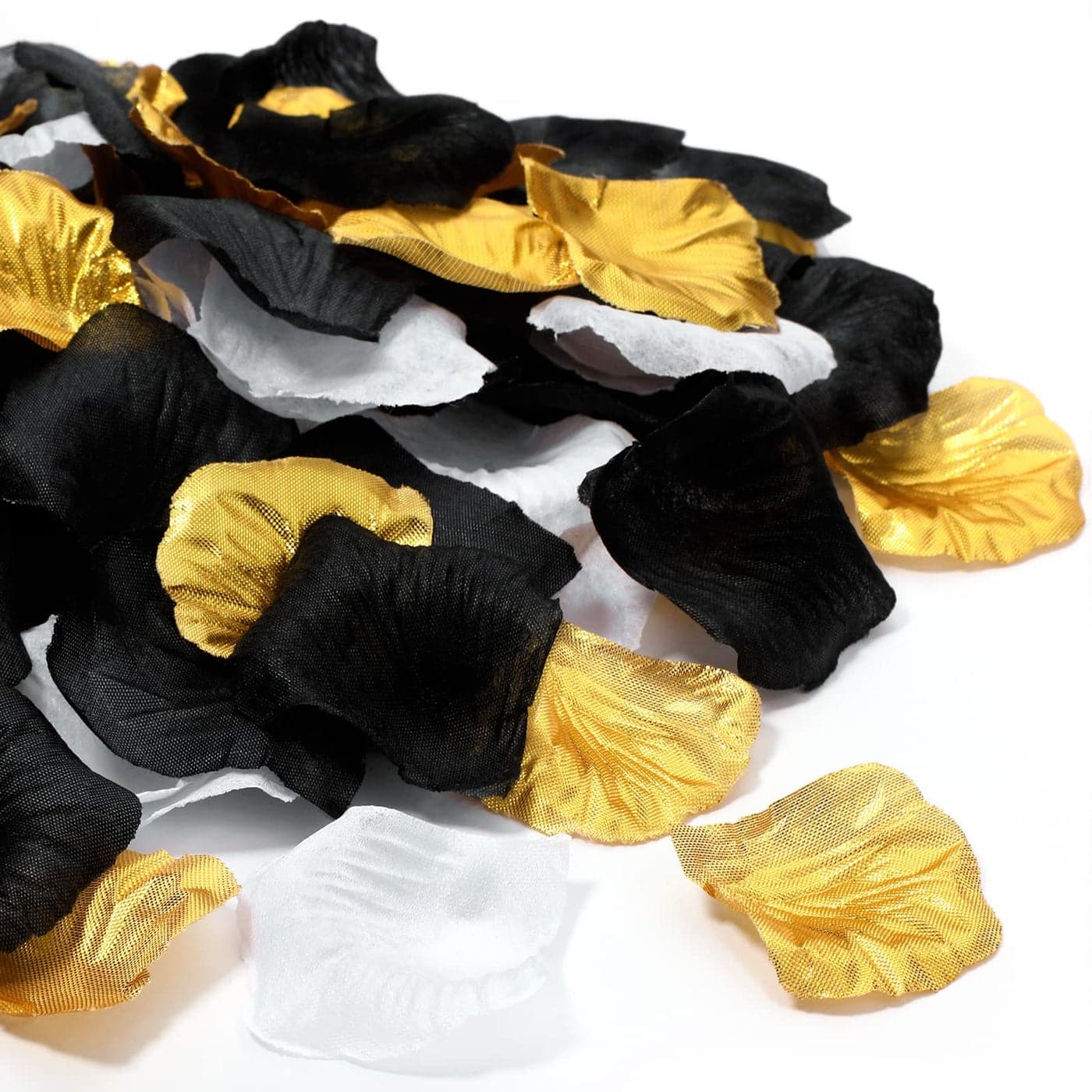 Syhood 1600 Pcs Artificial Fake Rose Flower Petals Decoration Flower Centerpieces for Valentines Day Tables Weddings Graduation Party Decor SuppliesGold White Black
