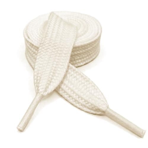 BUCKLE CITY Thick Flat 3/4" Wide Shoelaces Solid Color for All Shoe Types (Off-White/Cream)