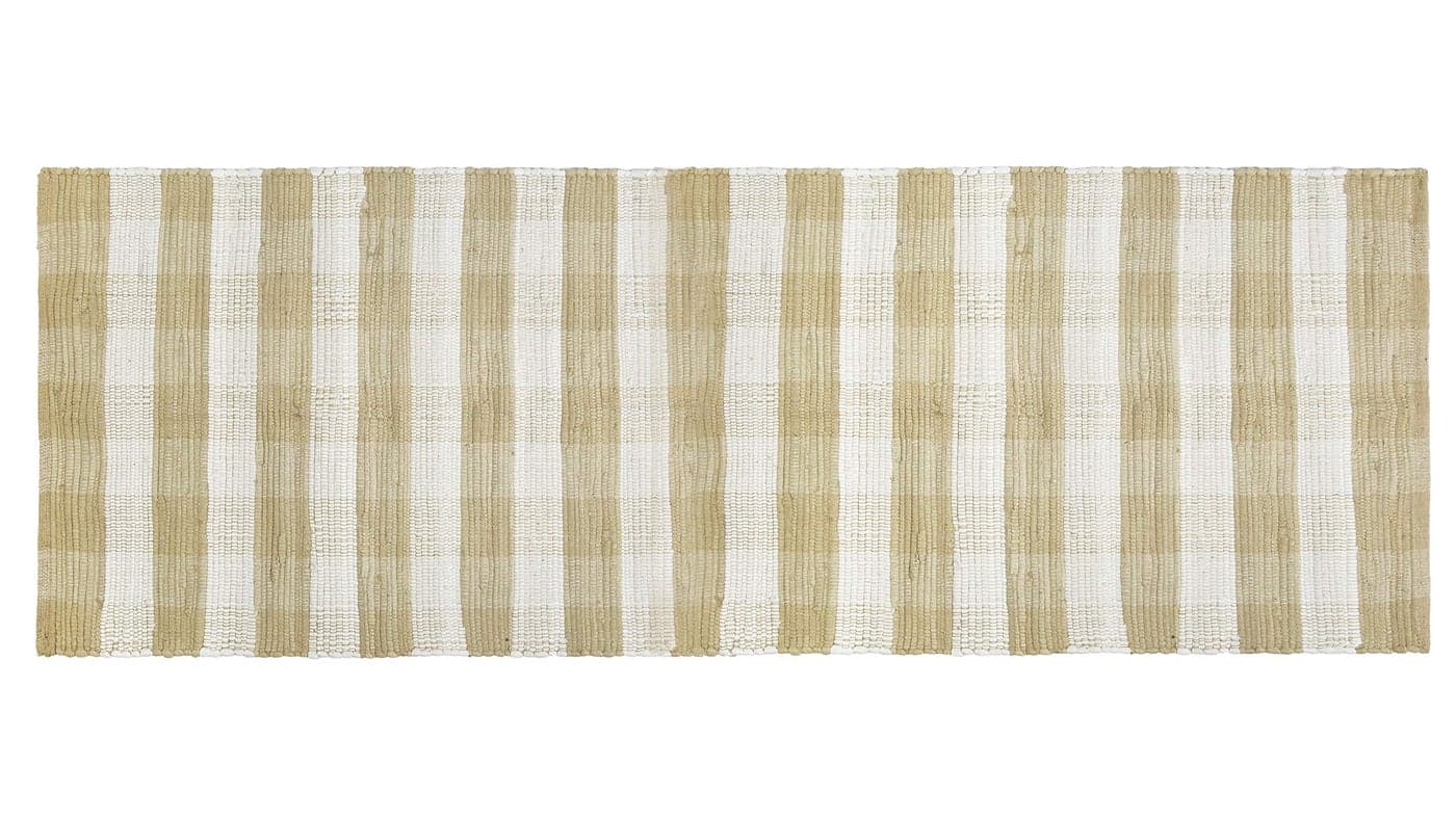 GLAMBURG Cotton Reversible Area Runner Rug 2 x 6 for Bedroom Living Room Kitchen Hallways Front Porch Laundry Room Handwoven Farmhouse Floor Mat Washable Checkered Plaid Runner Rug Beige Natural