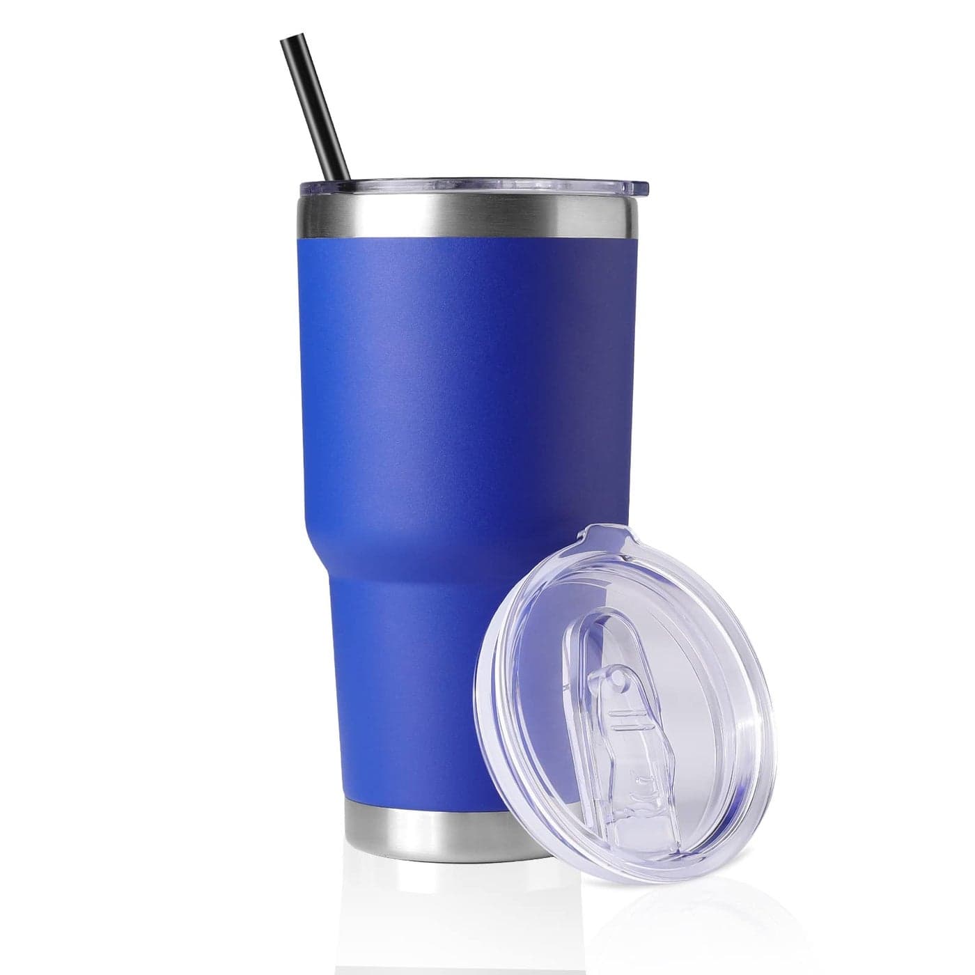 DOMICARE 30 oz Tumbler with Lid and Straw Stainless Steel Tumblers Bulk Insulated Vacuum Double Wall Travel Coffee Mug Durable Powder Coated Tumbler Cup Dark Blue 1