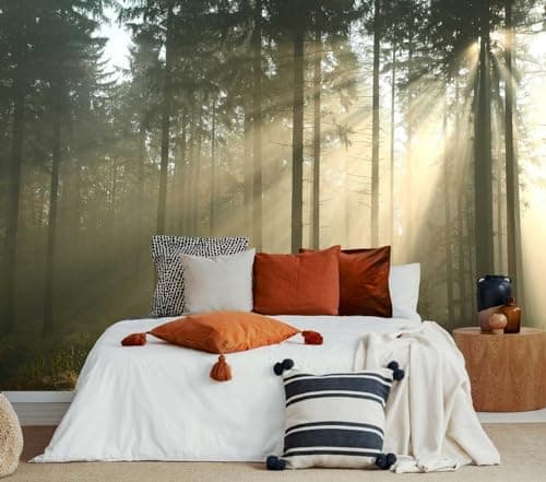 Jdayda Sunshine Forest Woodland Wallpaper Nature Landscape Tree Wall Murals for Bedroom Living RoomNot SelfAdhesive