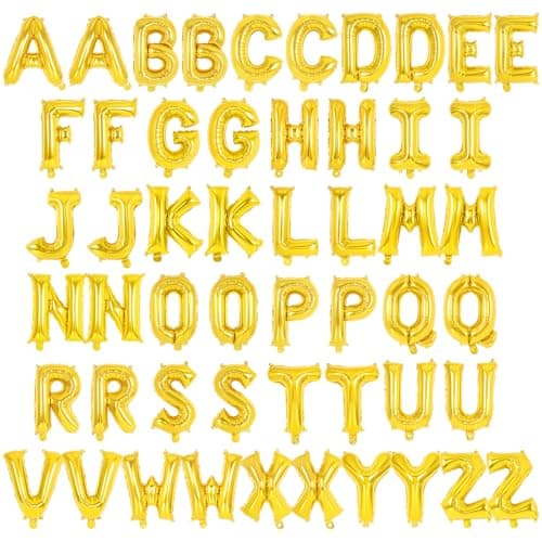 52 Pcs Gold Letter Balloons16 Inch Foil Alphabet Letter BalloonsLetter AZ Balloons Banner Custom Phrase Balloons for Birthday Party Wedding Anniversary Decoration Gold 2 Set