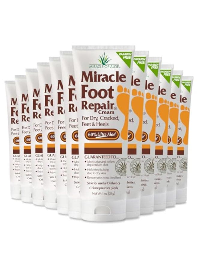 Miracle Foot Repair Cream 1 oz 12 Pack Repairs Dry Cracked Heels and Feet 60 Pure Ultra Aloe Moisturizes Softens and Repairs