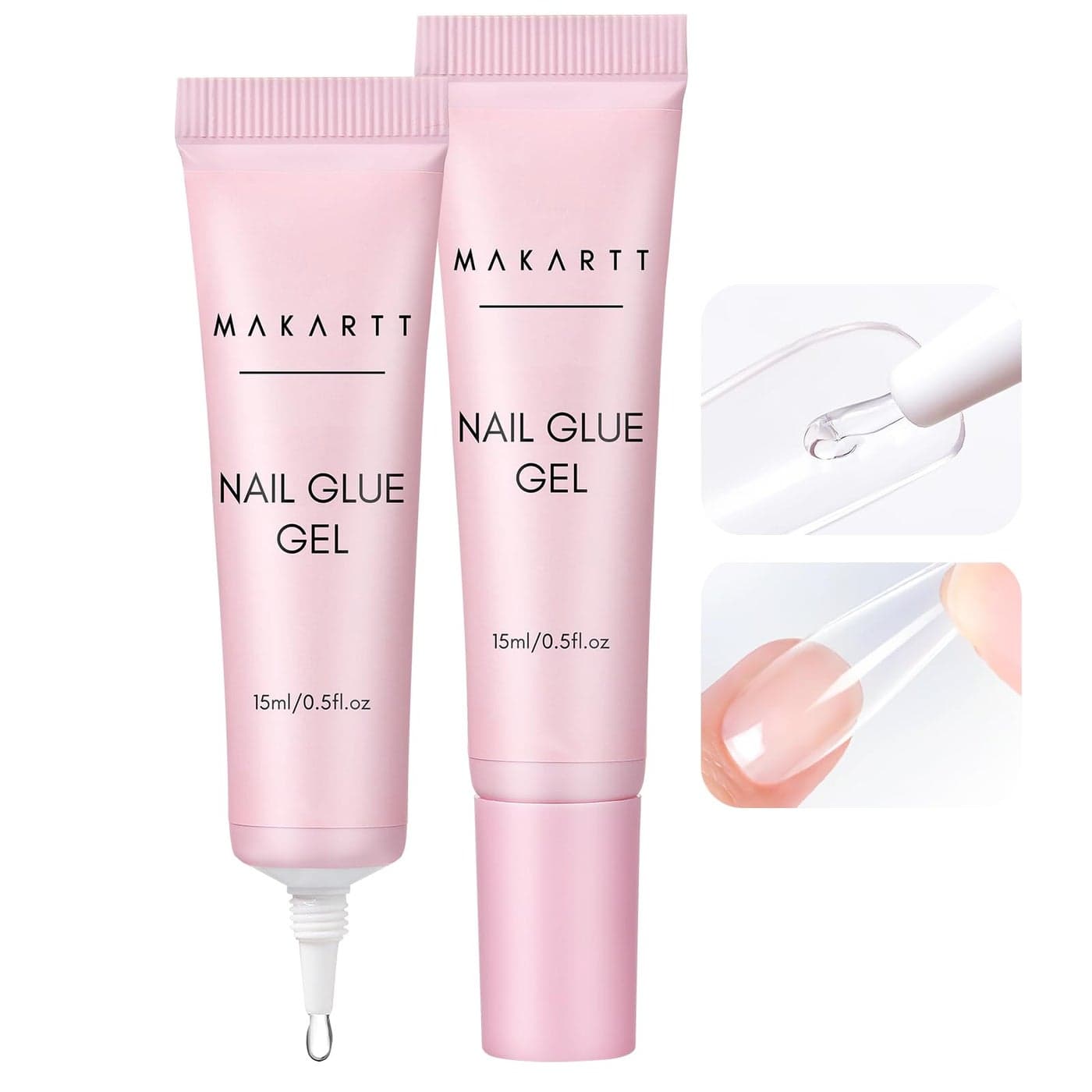 Makartt Gel Nail Glue for Press On Nails Super Strong 3 in 1 Solid Nail Glue Gel for False Nail Tips 30ml UV 3D Nail Gel Long Lasting Manicure Bond Curing Needed Pack of 2