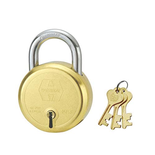 Harrison Padlocks / Padlock 60mm 8 Lever With 3 Keys MP3-0053/ pack of 1/ Brass material/ Brass Lecquer Finish/door lock, shutter lock, godown lock