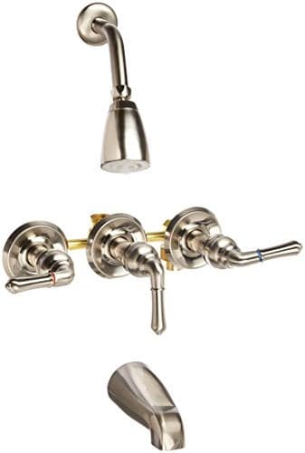 Elements of Design EB238 Magellan Three Handle Tub & Shower Faucet, 3-1/8" Diameter Escutcheon, Brushed Nickel