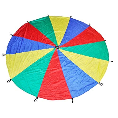 SAS Sports Parachute 6' With 6 Handles and Carry Bag - Bright Colors for Outdoor Sports Development, Team Building, Kids Games, Tent, Cooperative Games - Multicolor