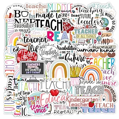 Vinyl Waterproof Stickers 50 Pcs - Perfect for Laptops, Water Bottles & Notebooks - Teacher Appreciation Gifts in Bulk
