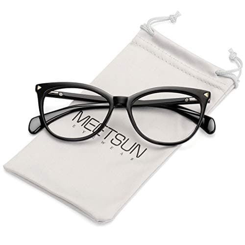 MEETSUN Non Prescription Glasses Frames For Women,Retro Cateye Fake Eyeglasses HD Clear Lens (Black Frame Clear Lens)