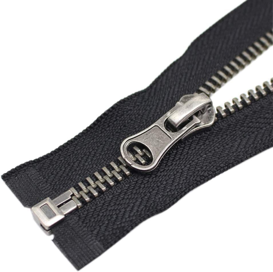 YaHoGa 2PCS 5 22 Inch Antique Silver Separating Jacket Zipper YTeeth Gunmetal Metal Zippers for Jackets Sewing Coats Crafts 22 AntiSilver