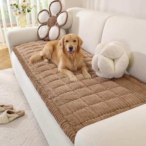 OstepDecor Washable Couch Cover for Dogs, Thick Pet Friendly Sofa Covers, Soft Couch Protector, Paw Cart Sofa Slipcovers, Cushion Protector for Leather, Sectional, Loveseat (27.6" x 70.9", Brown)