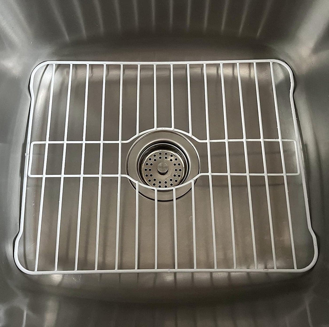 SOFINNI Sink Protectors for Kitchen Sink Bottom with White Coating Sink Grate Insert Grid Sink Bowl Drying Rack Steel Large 125 x 18