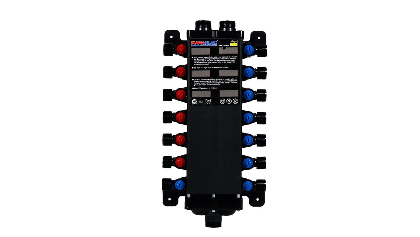 Viega 49610 (14) Port MANABLOC without Port Adapters (6 Hot, 8 Cold)