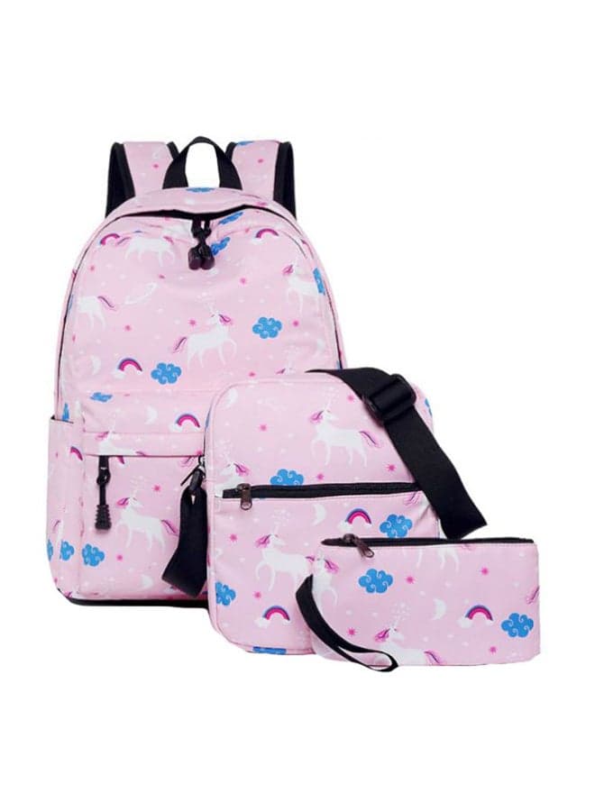 Cute Unicorn Preschool Backpack Set,Kindergarten Elementary Durable, Lightweight, Large Capacity School Bag with Cross Body Bag(Chest Strap) Pencil Case
