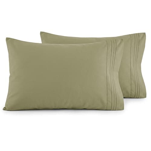 Elegant Comfort Luxury Ultra-Soft 2-Piece Pillowcase Set - 1500 Premium Hotel Quality Microfiber Double Brushed - Wrinkle Resistant, King Size, Sage/Green