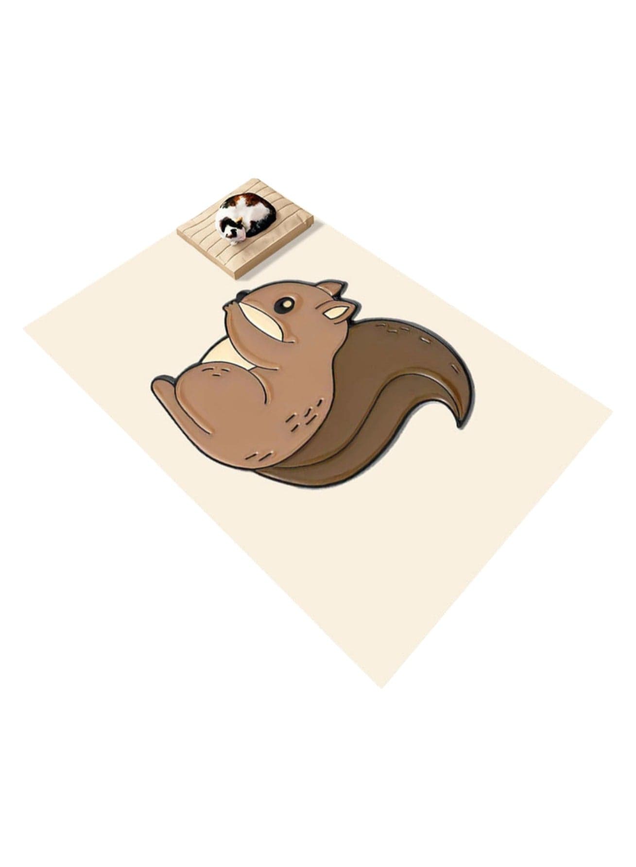 40*60cm Cartoon Absorbent Floor Mat Non-slip Soft Microfiber Shower Door Mat Cute Pet Floor Mat Room Decoration White Carpet (Little Squirrel)