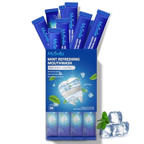 MySmile Mouthwash Alcohol Free Mouth Wash for Adults Travel Mouthwash Oral Rinse Helps Kill 99 of Bad Breath Germs Prevents Cavities Fluoride Free Fresh Mint 30 Uses