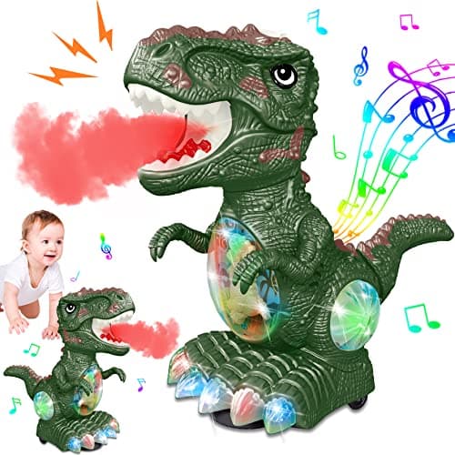 GDBAQAN Dinosaur Toys for 3 Year Old BoyRoar Music and Lights Toddler Toy for Boys Girls Age 34Moving Dino Baby Toy with 1 WheelElectric Dinosaur Toy for Kids 35Easter Christmas Birthday Gifts