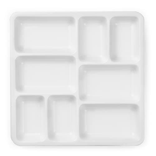 MEEDEN 8Well Ceramic Artist Paint Palette Square Porcelain Watercolor Palette White Ceramic Mixing Tray for Gouache Painting Oil Painting Acrylic Painting Tempera Painting 7 7 09