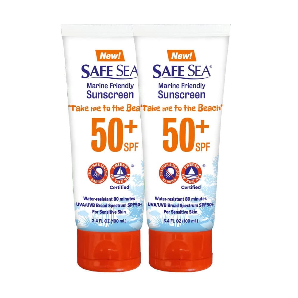 SAFE SEA AntiJellyfish Sting Protective Lotion Sunscreen Sunblock Sea Lice Jelly Fish 50SPF Adults Tube 34 oz 2 pack