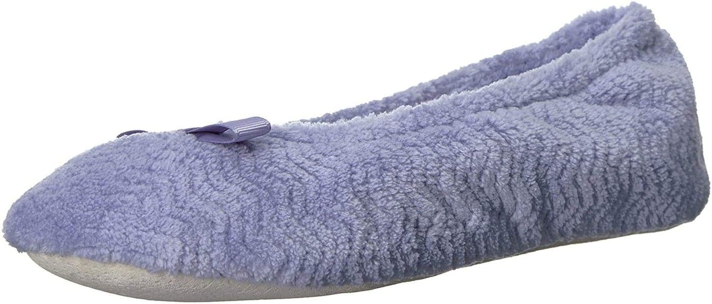 isotoner Women's Moisture Wicking and Suede Sole for Comfort Slipper, Periwinkle, 8-9
