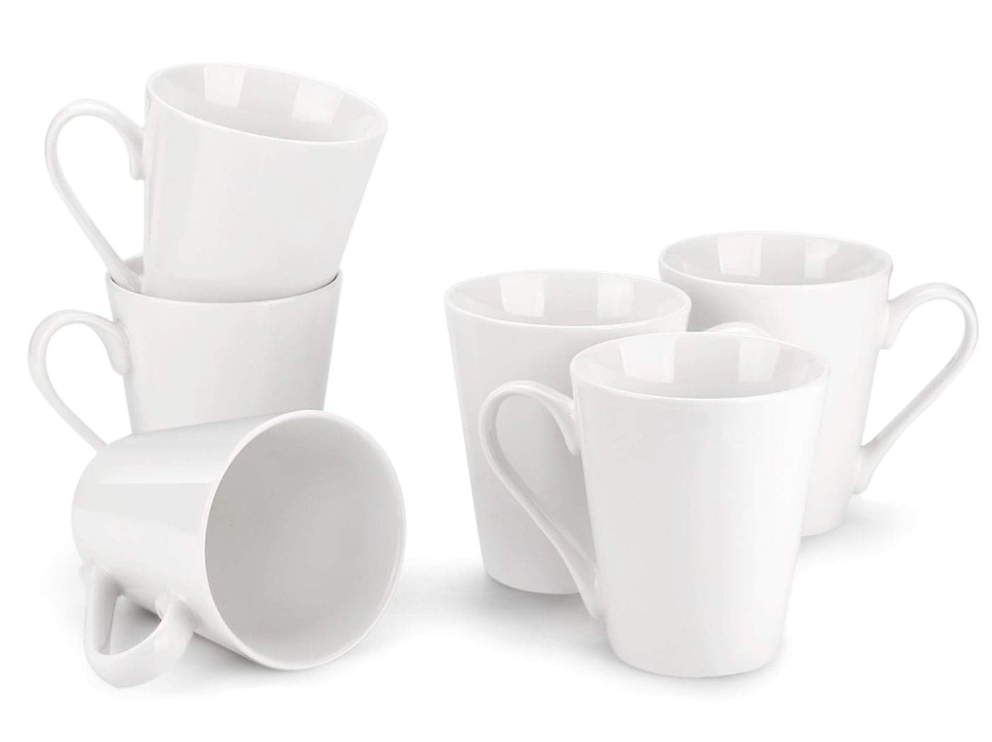 MIWARE 10 Ounce Porcelain Mugs, Set of 6, Tea and Coffee Mug Set, Ivory White (Ivory White, 10OZ)