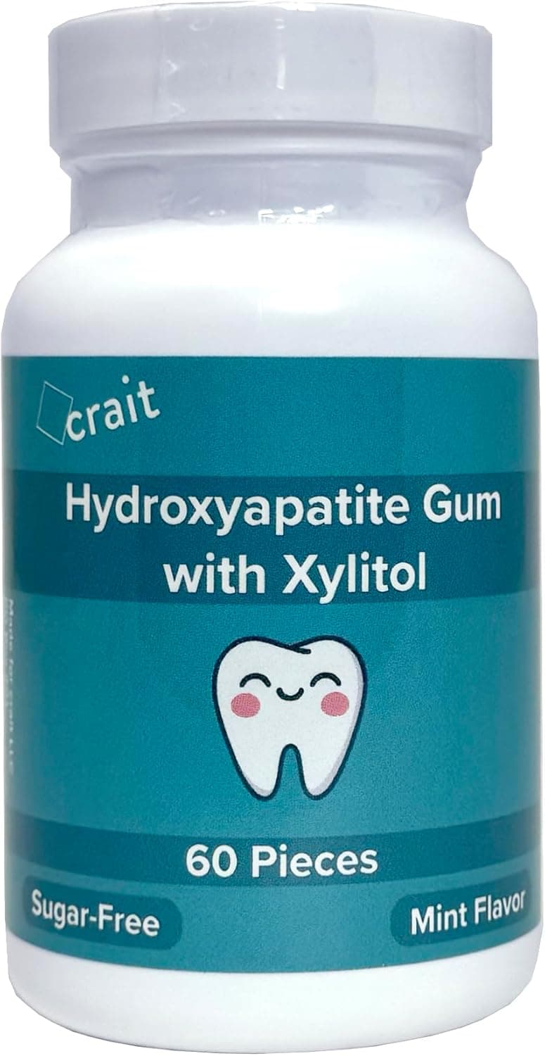 crait Hydroxyapatite Gum with Xylitol - Sugar-Free Mint Chewing Gum, 60 Pieces