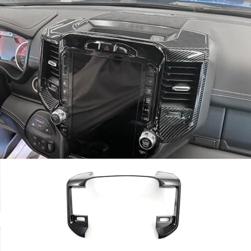 KELEIMAI Car Accessories Fit for Dodge RAM 1500 2024 2023 2022 2021 2020 2019 Center Console Navigation Side Panel Cover Trims Middle Air Vent Outlet Panel Molding Trims (Carbon Fiber Style) 1PC ABS