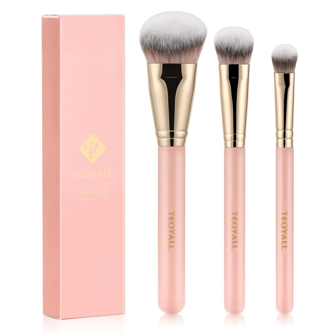 TEOYALL Flat Angled Brushes Flawless Foundation Brush Under Eye Concealer Brush Bronzer Brush with Liquid Cream Powder