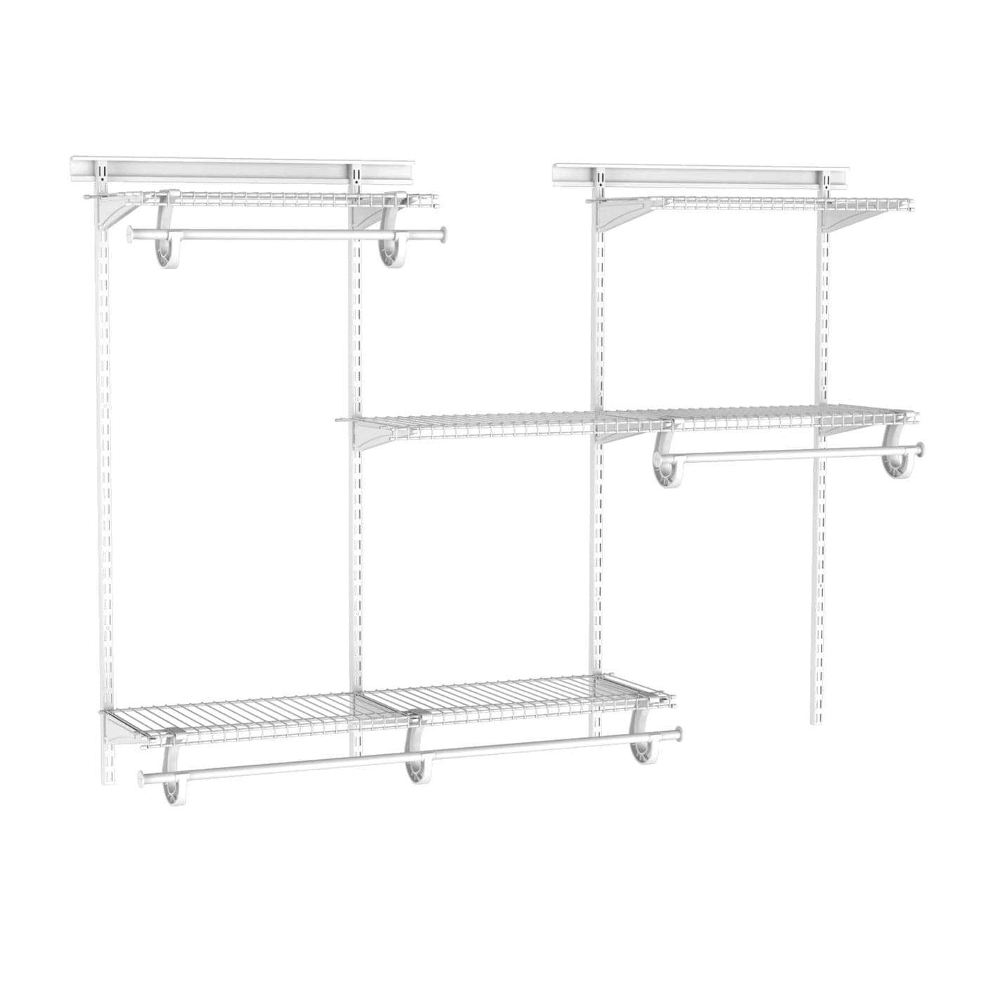 ClosetMaid ShelfTrack Wire Closet Organizer System Adjustable from 4 to 6 Ft With Shelves Clothes Rods Hardware Durable Steel White