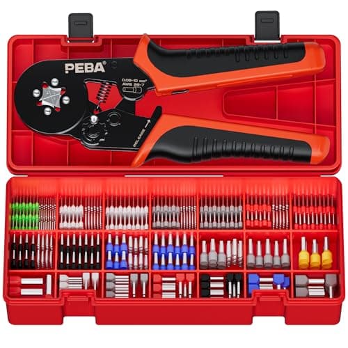 PEBA Ferrule Crimping Tool Kit 28 Sizes Tinned Copper Wire Ferrules incl Twin Ferrules Square Ratcheting Crimper AWG 287 SelfAdjusting Electrical Crimp Tool with DoubleLayer Storage Case