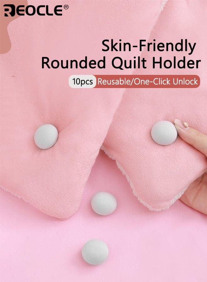 10pcs Quilt Fixers Anti-Run Buckles with Invisible Non-Slip Safety Clips Reusable Detachable Bed Sheet Holders for Mattress Bedding Home Use