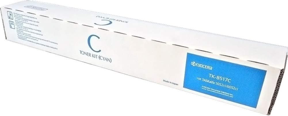 Kyocera 1T02NDCUS0 Model TK8517C Cyan Toner Cartridge For use with KyoceraCopystar CS5052ci CS6052ci TASKalfa 5052ci and 6052ci Color Multifunctional Printers